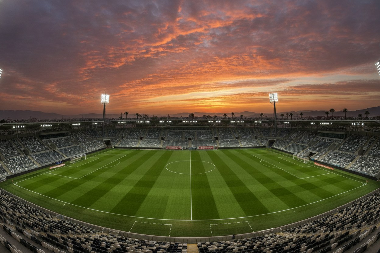FIFA sertifikalı profesyonel futbol sahası panorama görünümü